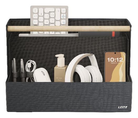 Stolový organizér s držadlom, prenosný, 38x19 cm, LEITZ "Fabric", tmavosivý